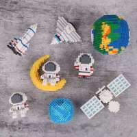 Space Adventure Astronaut Building Blocks Planet Earth 3D Model DIY Assembled Mini Diamond Bricks Toy Children Kid Gift Ornament