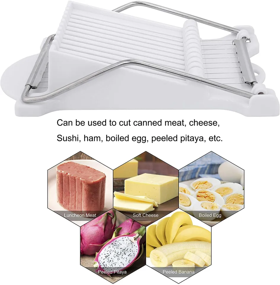 Spam Slicer, Luncheon Meat Slicer, Multipurpose Stainless Steel Wire Slicer,  Egg Fruit Banana Soft Cheese Slicer(White) 