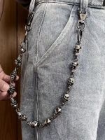 55Cm Mens Waist Key Chain Retro Skull Metal Hip Hop Gothic Punk Skull Pants Jeans Bike Ride Wallet Key Ring