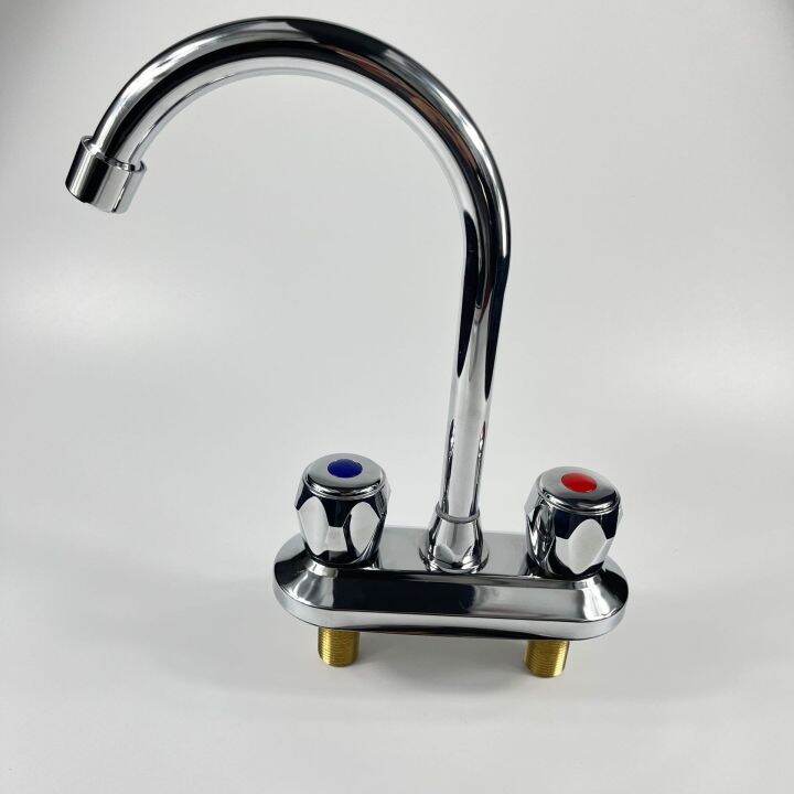 [ Fast Shipping ] Faucet Copper Basin Two Handlers and Two Holes Three