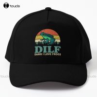 Dilf Damn I Love Frogs Baseball Cap Hat Baseball Caps Personalized Custom Unisex Adult Teen Youth Summer Baseball Cap Sun Hats