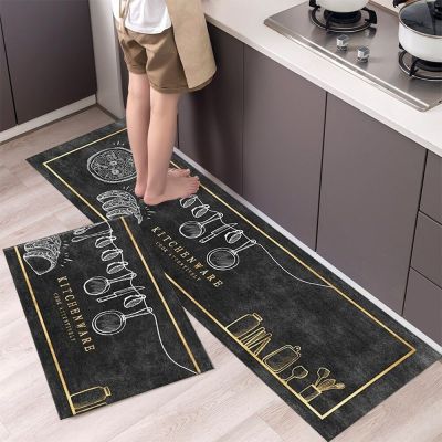 Tableware Pattern Kitchen Floor Mat Washable Non-slip Kitchen Entrance Doormat Bathroom Door Floormat Home Carpet Living Room