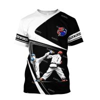 2023 NEWSummer แขนสั้นคอกลมแฟชั่นเสื้อยืด Casual Camo ผู้ชายผู้หญิง Taekwondo 3D พิมพ์เสื้อยืดผู้ชาย