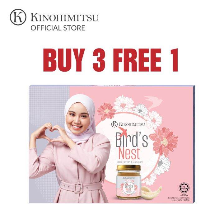 BUY 3 FREE 1 Kinohimitsu Birds Nest with Kacip Fatimah (6s) Lazada