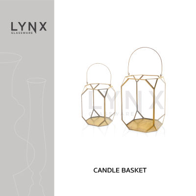 LYNX - Candle Basket - เชิงเทียนกระจก ทรงเรขาคณิต มีหูหิ้วแขวนได้ สำหรับตกแต่งบ้านสมัยใหม่และมีสไตล์ มีให้เลือก 2 ขนาด