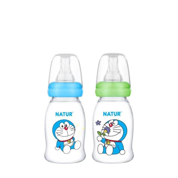 natur-เนเจอร์-ขวดนมคอแคบ-สมูท-ไบโอมิมิค-โดเรม่อน-ขนาด-4-8-oz-แพ็ค-2-ขวด