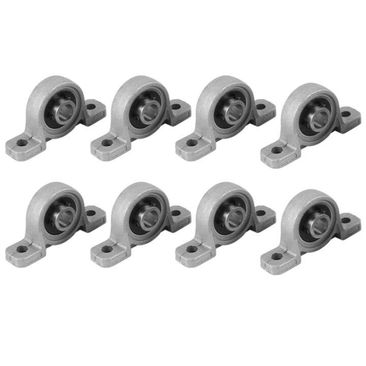 8Pcs KP08 Pillow Block Mounted Ball Bearing (Diameter 8mm Bore) Zinc