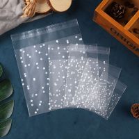 100Pcs Frosted Polka Dot Cellophane Bag Transparent Plastic Packaging Bag Re sealable Candy Cookie Holiday Decoration Bags