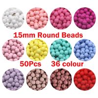 Kovict 50Pcs/Lot 15mm Silicone Beads Safe Round Pearl Beads For Jewelry Making DIY Pacifier Chain Jewelry Accessories