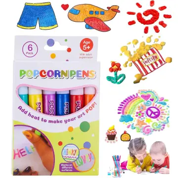 6 PCs/Set Magic Popcorn Pens Puffy 3D Art Puffy Paint Pens for