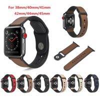 ✷▦◙ New Soft Genuine Leather TPU Watch Strap for Apple Watch Series 7/6/se/5/4/3/2/1 smart watch