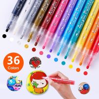 12-36 Colors Acrylic Paint Marker Pens for Rock Painting Stone Ceramic Porcelain Mug Wood Fabric Canvas Marking Pen Art SuppliesHighlighters  Markers