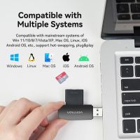 Vention เครื่องอ่านการ์ดสำหรับพีซีการ์ดหน่วยความจำ USB 2.0 3.0ไปยังไมโครอะแดปเตอร์การ์ดความจำอุปกรณ์เสริมแล็ปท็อปสมาร์ทการ์ดแบบ2 In 1เครื่องอ่านการ์ด