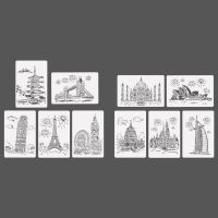 5 ชิ้น/เซ็ต Tower วาดแม่แบบลายฉลุภาพวาดลายนูน Scrapbooking อัลบั้ม DIY ตกแต่งศิลปะหัตถกรรม-hsdgsda