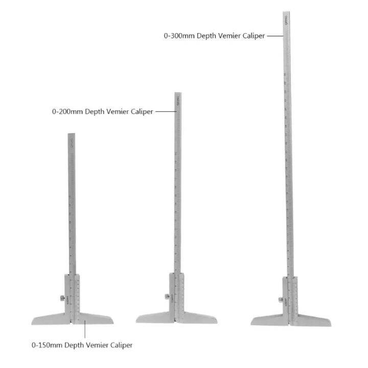 คุณภาพสูงความลึก150มม-200มม-300มม-เครื่องวัดระยะเวอร์เนีย0-02มม-เครื่องมือเหล็กเครื่องมือวัดความลึก6-8-12นิ้วไมครอน