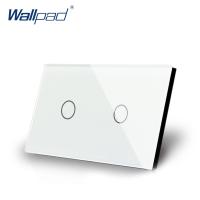 ◐❖✚ 2 Gang Dimmer Touch Switch Luxury Crystal Glass Switch Wallpad 118x72mm US AU Standard 2 Gangs Touch Dimmer Light Switch