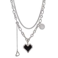 2 ชิ้น/เซ็ตโลหะผสม Double Layer Love Heart สร้อยคอ Hip Hop Niche Design Simple Letter จี้ Clavicle CHAIN