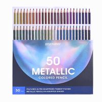 Kalour 50pcs Metallic Colored Pencil Iron Box Set Soft Sketch Painting Pencil Art Supplies Artist Coloring Set