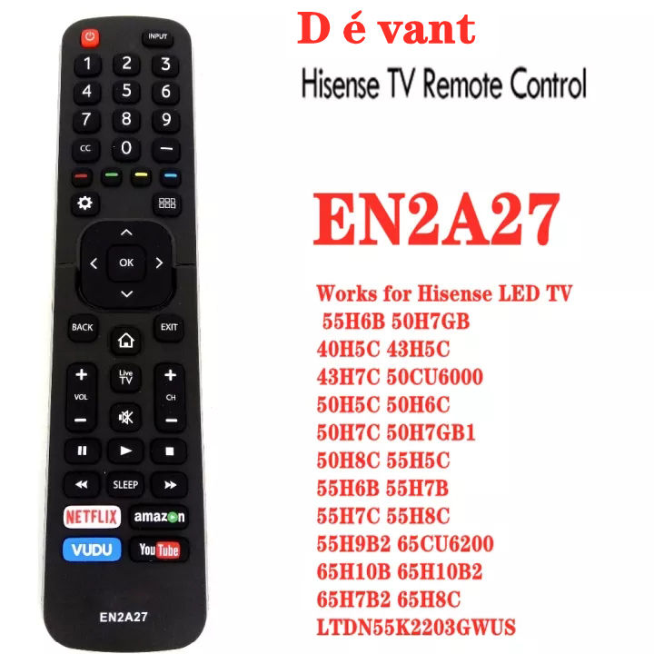 Dévant Hisense EN2A27 LED TVรีโมท55H6BทำงานสำหรับDevant Hisense LED TV 55H6B 50H7GB 40H5C 43H5C 43H7C 50CU6000 50H5C 50H6C 50H7C 50gb1 50H8C 55H5C 55H6B 55H7B 55H7C 55h55h8c 55h65665b2