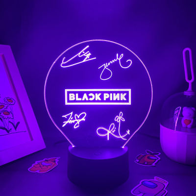 The K-pop Beauty Group BLACK PINK 3D Led illusion Night lights creative gift for friends Neon Lava Lamp Bedroom Decor BLACK Pink