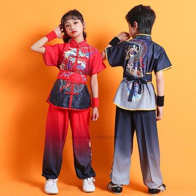 ชุดวูซูไทเก๊กเด็กจีน2023ชุดศิลปะการป้องกันตัวชุดกังฟูชุดกังฟูจีนเส้าหลินหลินปีกพิมพ์ลายมังกร