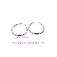 1Pairs 925 Silver Hinged Circle Hoop Sleeper Earrings Small