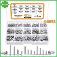 TDPTI76V8ชุดสกรูเครื่องจักร #2-56 #4-40 #6-32 9ขนาด304น็อตและแหวนเกลียวสแตนเลสชุดน็อตขนาดต่างๆสลักเกลียวชุดน็อตรองชุดเครื่องจักรกลความแม่นยำสูง540ชิ้น