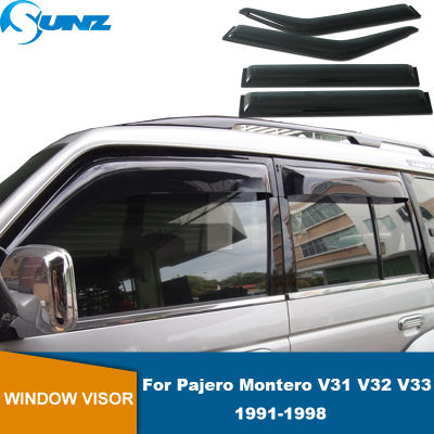 คิ้วกระจกรถด้านข้างสำหรับ Mitsubishi Pajero Montero V31 V33 V32 1991 1992 1993 1994 1995 1996 1997 1998หน้าต่างฝนกระบังหน้าต่าง87Tixgportz