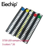 100pcs/Lot 60MA 0.2W 5730 SMD LED Diodes Assortment kitwhite yellow red green blue 2.0 3.3V DIY Electronic components set