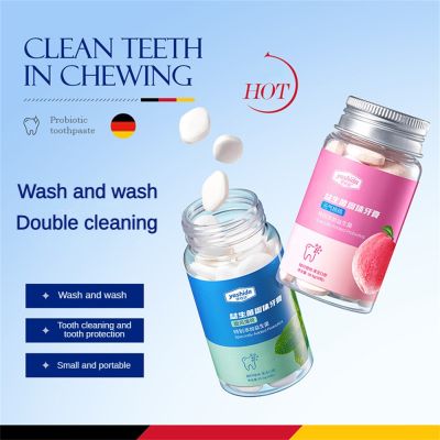 Yashida โปรไบโอติกยาสีฟันรสพีช30เม็ดสำหรับทำความสะอาดและยาสีฟันป้องกันเหงือก,30เม็ด/ขวด