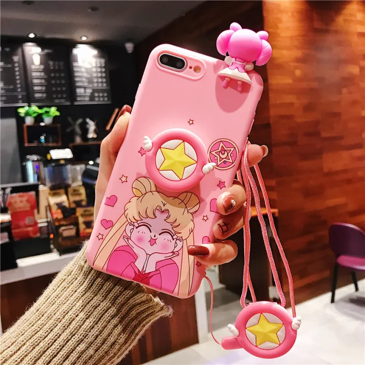 Sailor Moon Phone Case For Iphone 6 6s 6 Plus 6s Plus 7 8 Se 7 Plus 8 Plus Cartoon Cute 3d Beautiful Girl Soft Cover Coque With Holder Stand Lanyard Lazada Ph