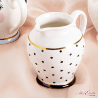 MISS ETOILE JUG FOR CERAMIC BLACK DOTS : JU033 เหยือกนมเซรามิคมีหูจับ ลายจุดสีดำ