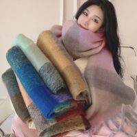 Hot sell Autumn and winter in Europe and the coarse must Ac scarf into female fashion colors color lattice thermal couple students collar thickening shawl