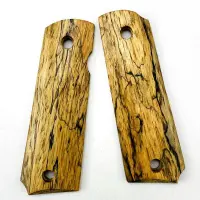 ไม้เมเปิ้ล Spalted 1คู่ขนาดเต็ม1911แพทช์มือจับแบบยึดล็อกทำ DIY เครื่องประดับเกล็ดกลวิธีย้อมสีธรรมชาติ