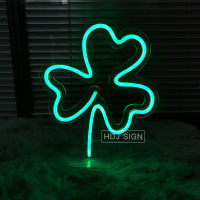 ZPL Lucky Clover USB LED Night Lights St. Patricks Day Neon Sign Bedroom Party Decor Kids Room Decoration Green Neons Light