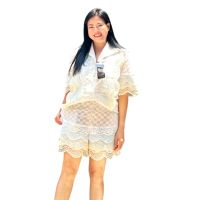 P010-197 PIMNADACLOSET - 2 Piece - Shirt &amp; Shorts Woven Lace  Set A Class