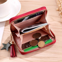 Women Short Wallet Pink ID Credit Card Holder Bank Card Bag Small Clutch Bags Brand Designer Tassel Zipper Mini Purse Cardholder