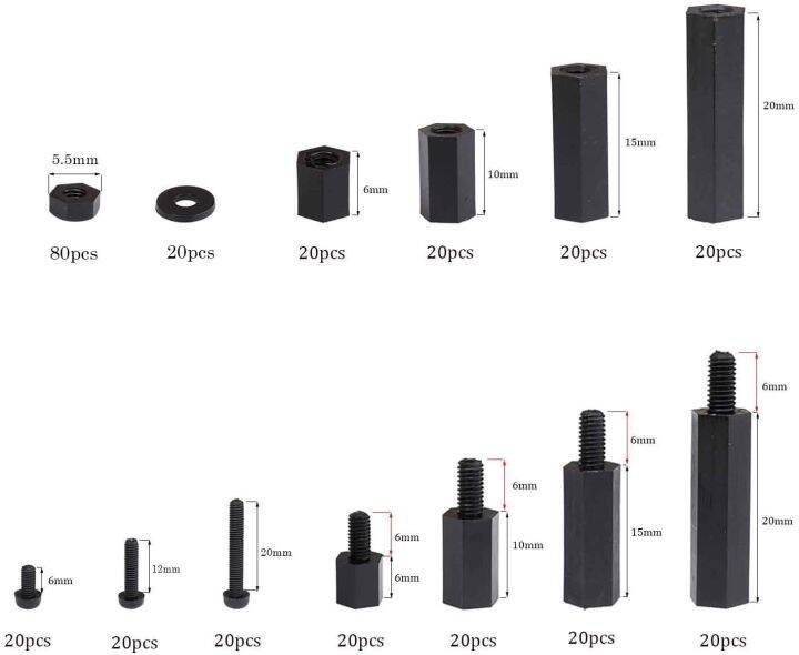 320pcs-m2-m3-m4-male-female-hex-nylon-spacer-standoff-screw-threaded-pillar-pcb-motherboard-standoff-plastic-spacing-screws-nuts-nails-screws-fastener