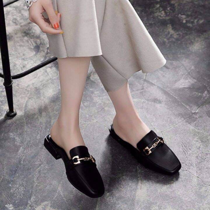 plus-size-doll-shoes-close-shoes-for-35-43-yards-size-s-shoes-flat-bottom-chain-outside-wearing-baotou-low-41-pierced-lazy-half-slippers-female-summer