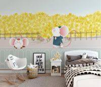 ✆ Custom cartoon blue golden autumn childrens room background wall painting wallpaper