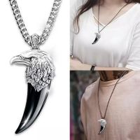 Fashion Personality Wolf Tooth Eagle Pendant Necklace For Men Exquisite Rock Style Animal Necklace Party Gift For Son Husband