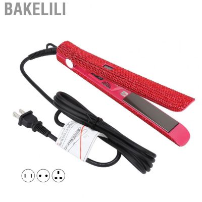 Bakelili Red Hair Straightener  Rhinestone Flat Iron Safe Quick Heat Versatile Adjustable Curling for Home .fx
