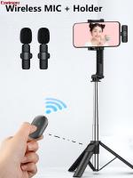 บลูทูธไร้สาย S Elfie ติดและ2in1ไมโครโฟนไร้สายมินิขาตั้งกล้องยืด Monopod สำหรับ IOS A Ndroid ศัพท์สดสตรีมมิ่ง