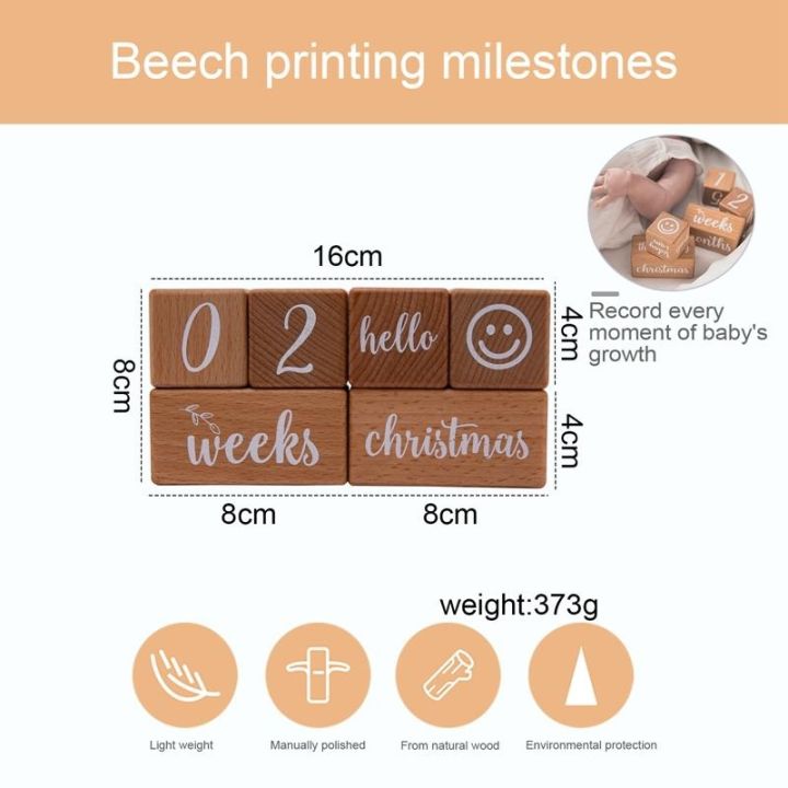 6-ชิ้น-1-ชุดทารกเดือนการ์ด-milestone-beech-บล็อกสแควร์แกะสลักทารกแรกเกิดเดือนเกิดวันเกิด-milestones-บล็อกการถ่ายภาพ-props