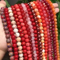 Red Coral Jades Agates Crystal Lava Mineral Beads Natural Loose Stone Beads For Jewelry Making Diy Bracelet 15 4 6 8 10 12mm
