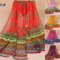 Sival Sifon Bohemian 50*160ซม.,SYL Motif Bunga, Syal Panjang Gaya India,Sendang Bungkus Pantai, Bandana Muslim