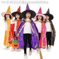 【hot】■  Witch Costumes infantis capa com chapéu acessórios de festa cosplay para crianças 3 a 12 anos