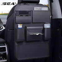 SEAMETAL สีดำที่เก็บของหลังเบาะ วัสดุหนัง car tissue holder ที่วางแก้วในรถ