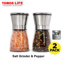 Tomor Life แสตนเลส2ชิ้นเครื่องบดและเครื่องบดพริกไทยเกลือทะเลเซรามิกปรับตำแหน่งได้