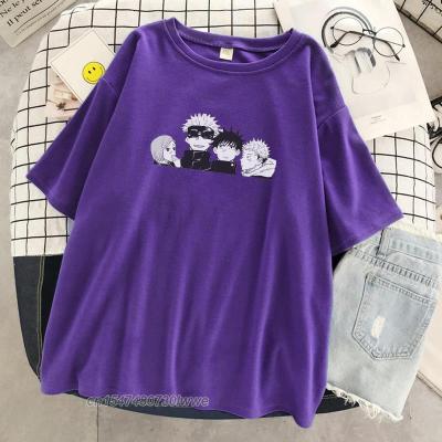 Jujutsu Kaisen Anime Character Print T-Shirts 100% Cotton Breathable Top O-Neck Loose Streetwear Brand Quality T Shirt Women